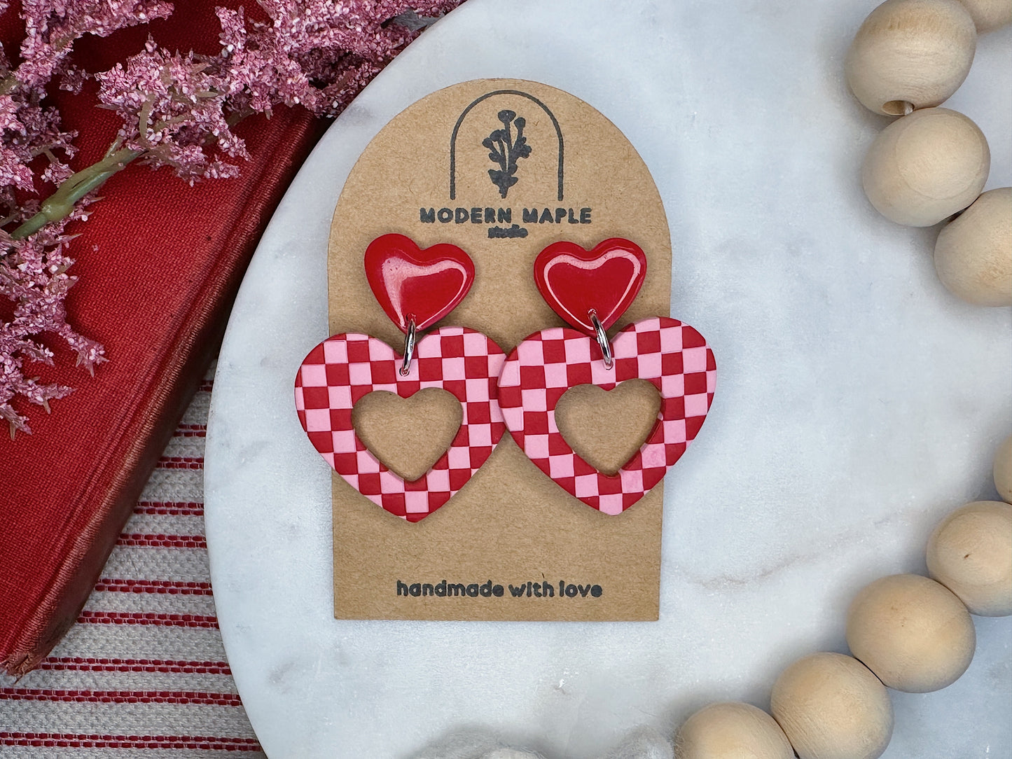 Checkered Heart Dangles