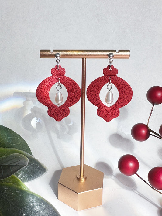 Red Ornament with Pearl