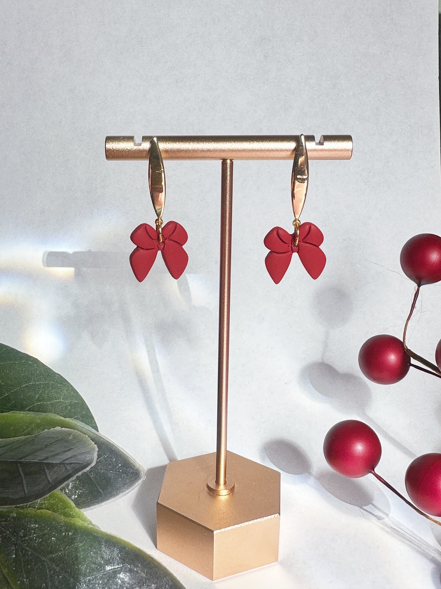 Dainty Red Bow Dangles