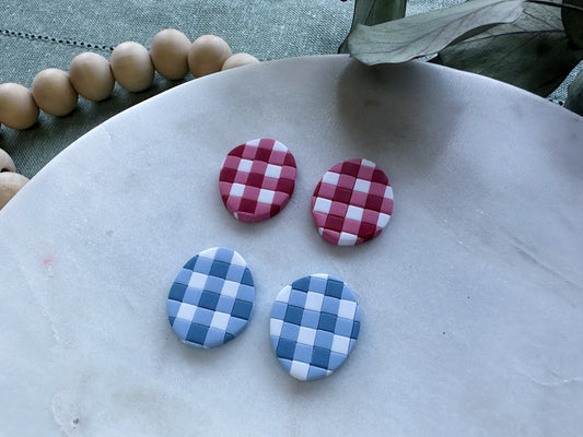 Oversized Gingham Studs (Multiple Colors)