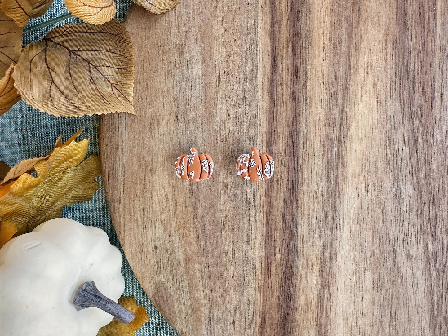 Floral Pumpkin Studs