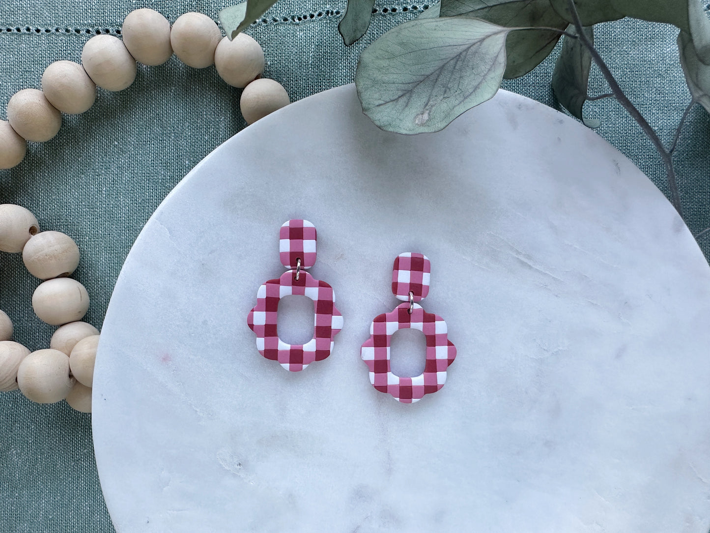 Scalloped Gingham Dangles (Multiple Colors)