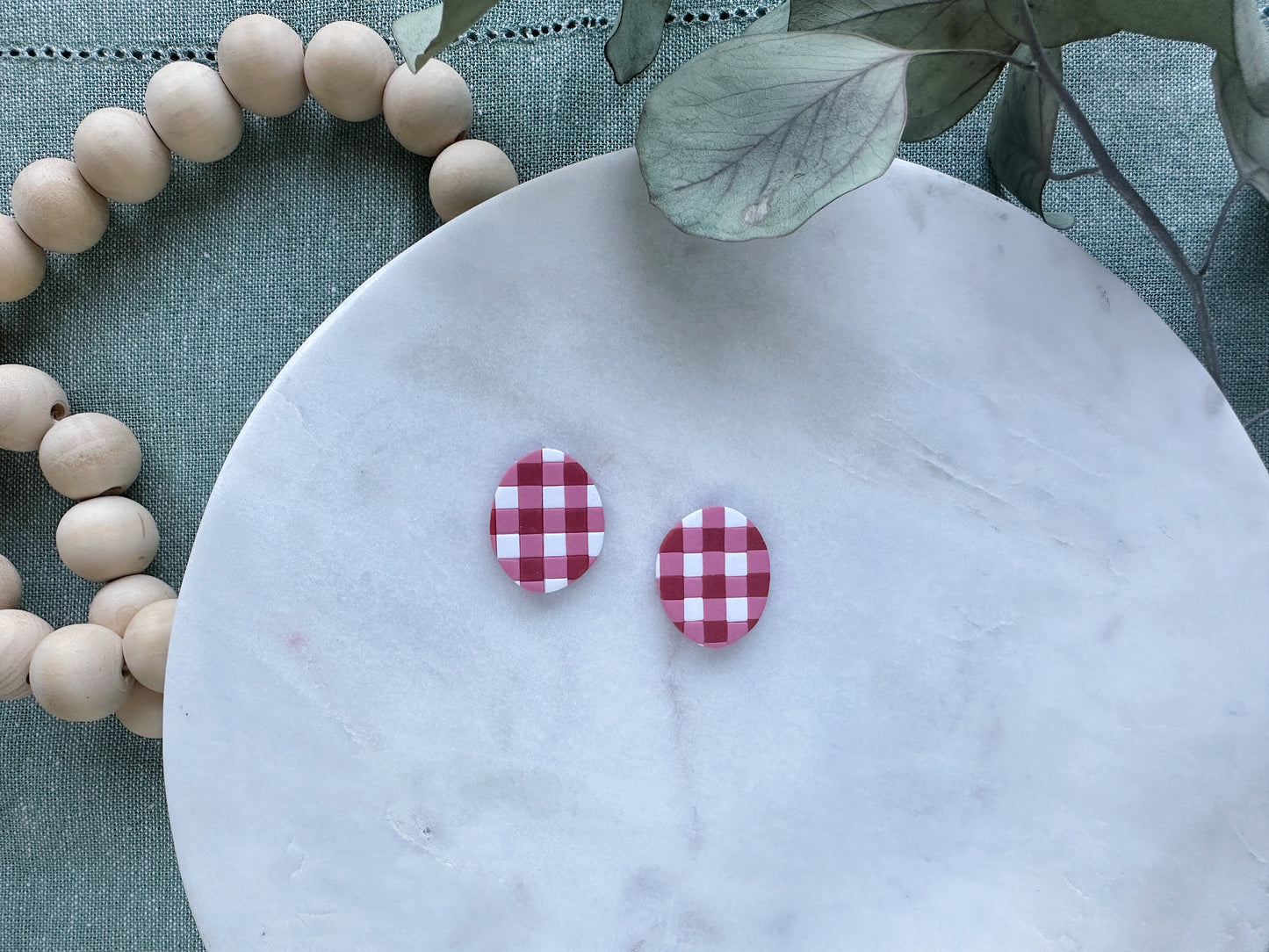 Oversized Gingham Studs (Multiple Colors)