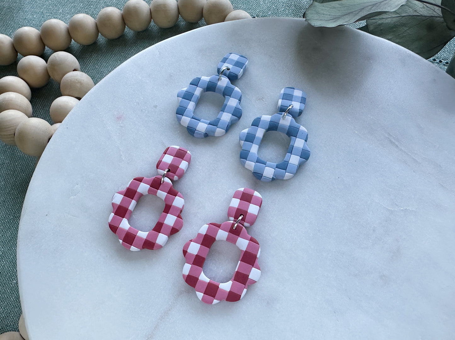 Scalloped Gingham Dangles (Multiple Colors)